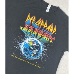 DEF LEPPARD + JOURNEY Stadium Tour '24 T-Shirt Large Black Double-Sided Rock Tee